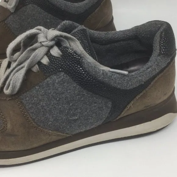Massimo Dutti Brown Suede Gray Felt Sneakers 40