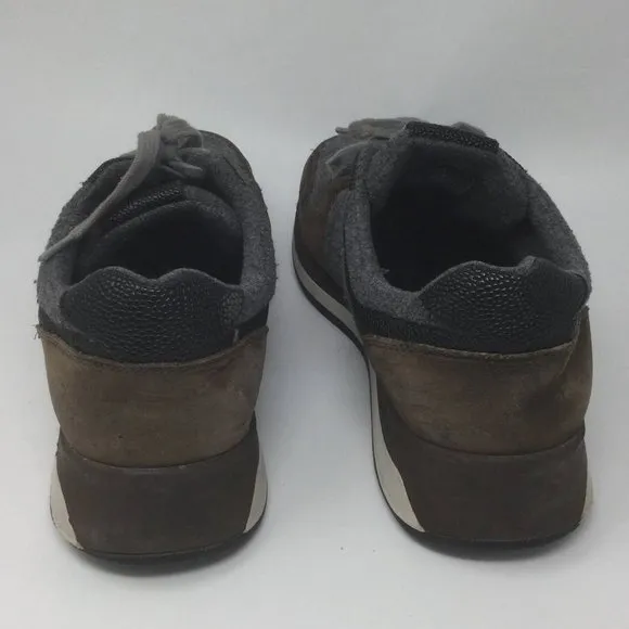 Massimo Dutti Brown Suede Gray Felt Sneakers 40