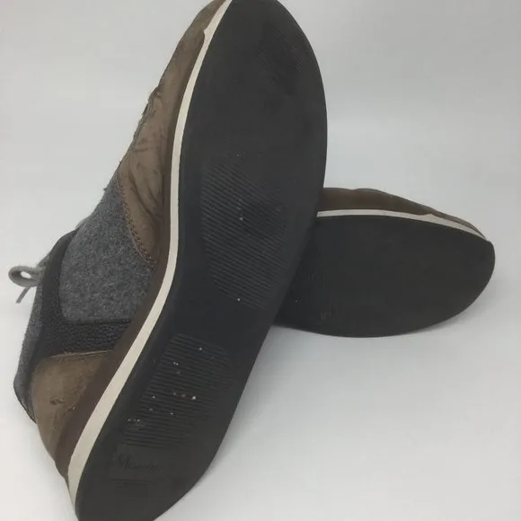 Massimo Dutti Brown Suede Gray Felt Sneakers 40