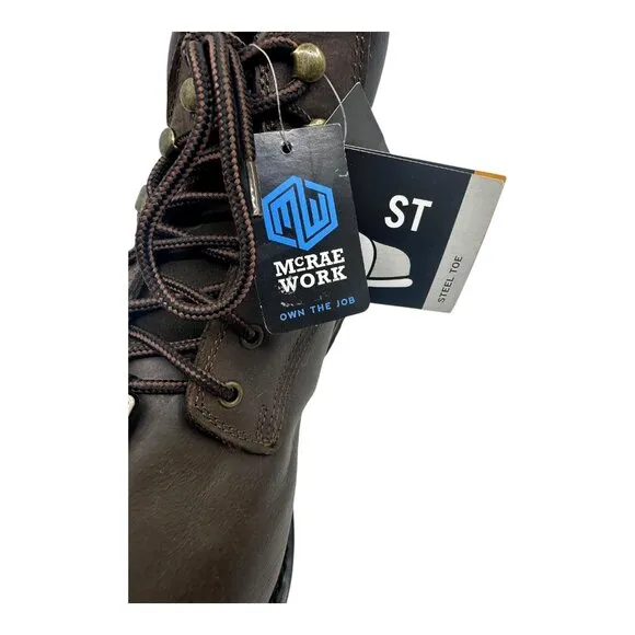 McRae Work Steel Toe Brown Leather Mens Work Boots Size 17M Style #MR86344 NWTS