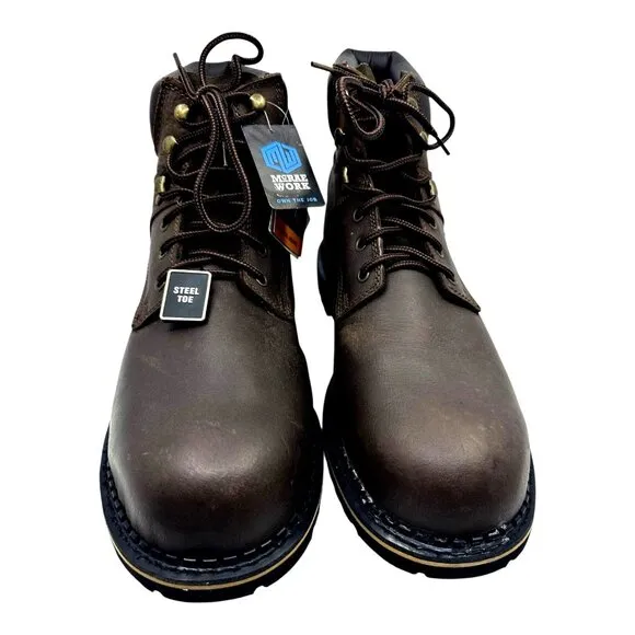 McRae Work Steel Toe Brown Leather Mens Work Boots Size 17M Style #MR86344 NWTS