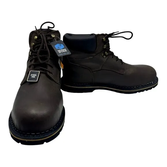McRae Work Steel Toe Brown Leather Mens Work Boots Size 17M Style #MR86344 NWTS