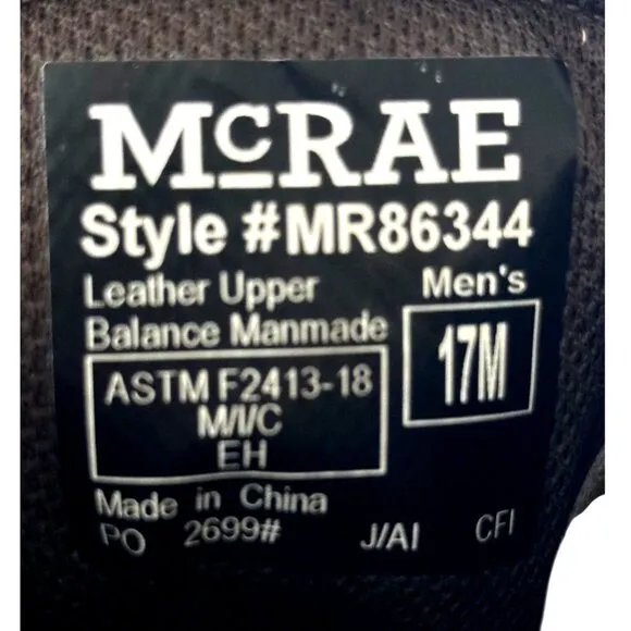 McRae Work Steel Toe Brown Leather Mens Work Boots Size 17M Style #MR86344 NWTS