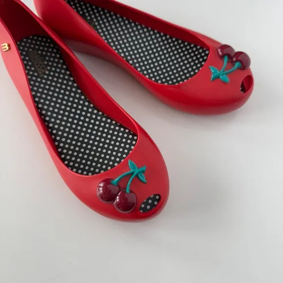 Melissa Girl's Red Cherry Flats size 2