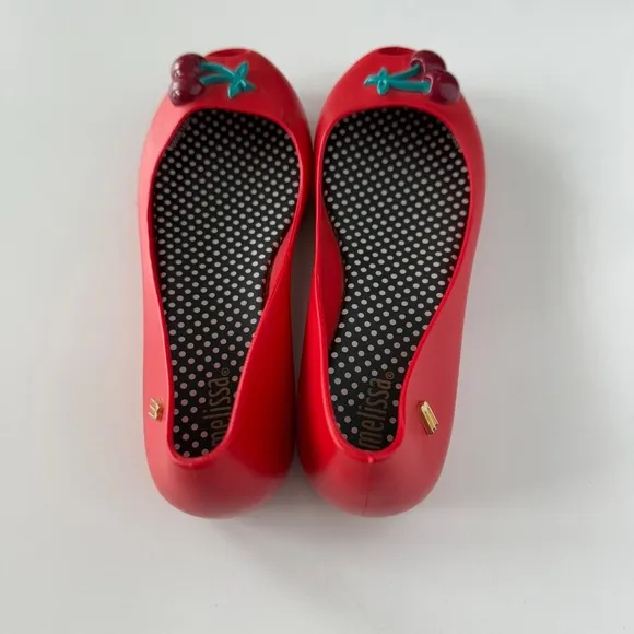 Melissa Girl's Red Cherry Flats size 2