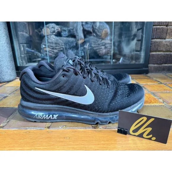 Men 12 Nike Air Max 2017 Black Anthracite 3M Reflective Running Shoes 849559-004