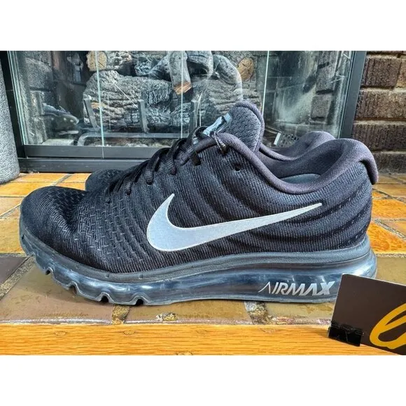 Men 12 Nike Air Max 2017 Black Anthracite 3M Reflective Running Shoes 849559-004