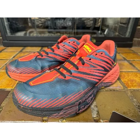 Mens 10.5 Hoka One One Speedgoat 4 Orange Black Athletic Running Shoes 1106525