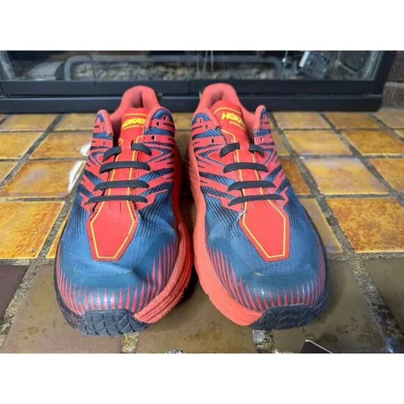 Mens 10.5 Hoka One One Speedgoat 4 Orange Black Athletic Running Shoes 1106525