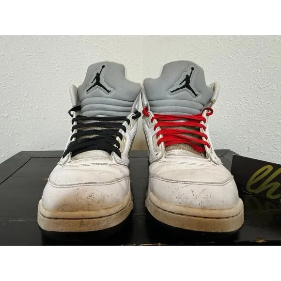 Mens 11 Air Jordan 5 Retro White Metallic Athletic Basketball Shoes 136027-130