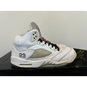 Mens 11 Air Jordan 5 Retro White Metallic Athletic Basketball Shoes 136027-130