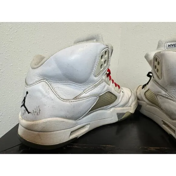 Mens 11 Air Jordan 5 Retro White Metallic Athletic Basketball Shoes 136027-130