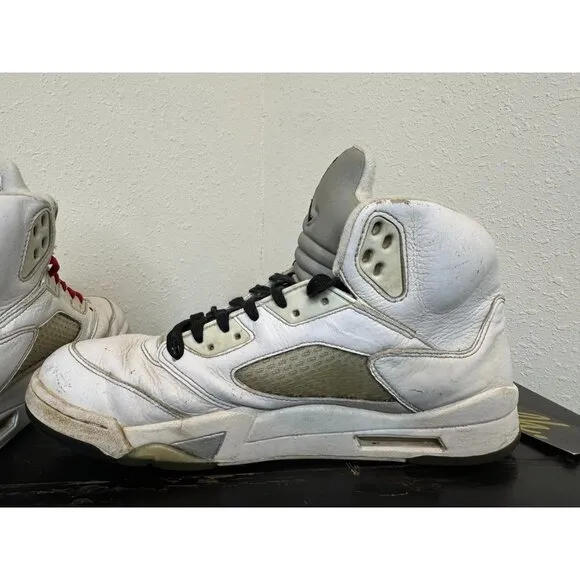 Mens 11 Air Jordan 5 Retro White Metallic Athletic Basketball Shoes 136027-130