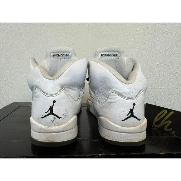 Mens 11 Air Jordan 5 Retro White Metallic Athletic Basketball Shoes 136027-130