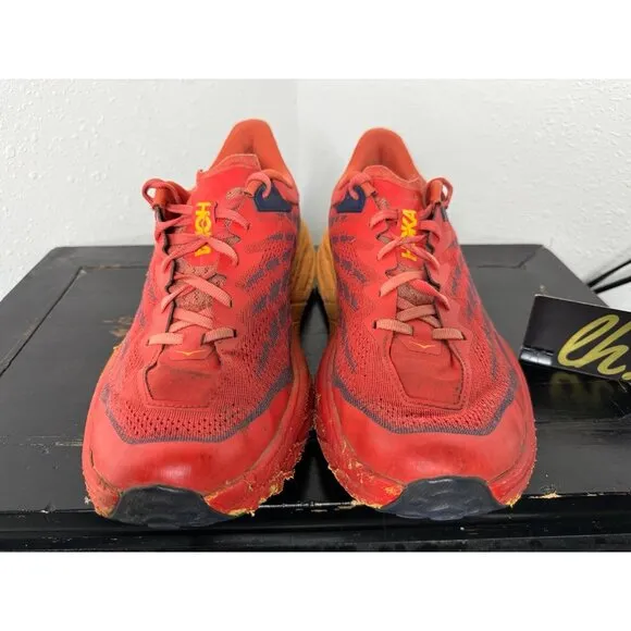 Mens 11.5 Hoka One One Speedgoat 5 Flame Red Athletic Running Shoes 1123157 FRYL
