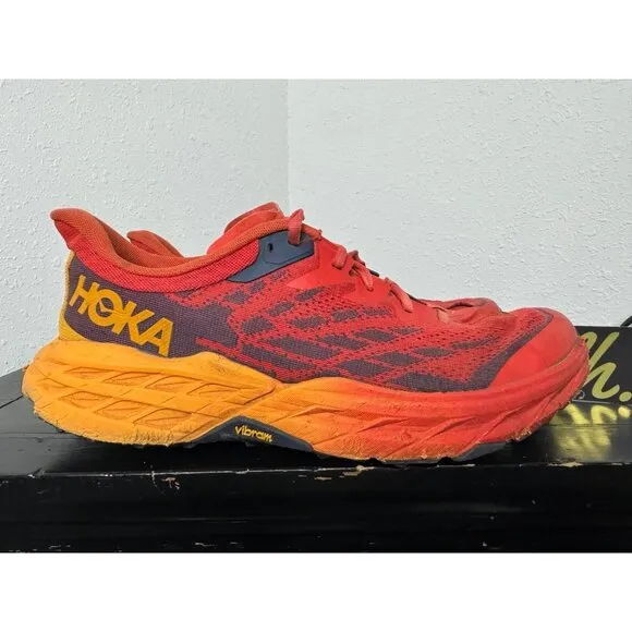 Mens 11.5 Hoka One One Speedgoat 5 Flame Red Athletic Running Shoes 1123157 FRYL