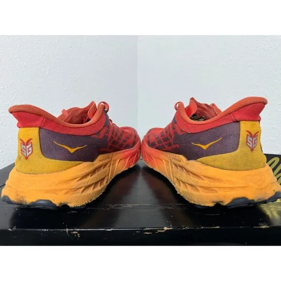 Mens 11.5 Hoka One One Speedgoat 5 Flame Red Athletic Running Shoes 1123157 FRYL