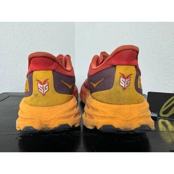 Mens 11.5 Hoka One One Speedgoat 5 Flame Red Athletic Running Shoes 1123157 FRYL