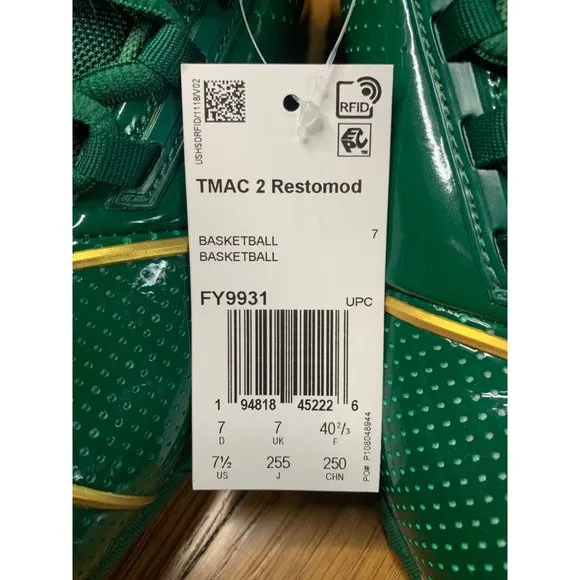 Mens 7.5 Adidas “TMAC 2 Restomod” Green Athletic Basketball Shoes FY9931