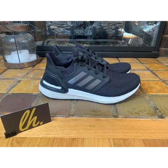 Mens 7.5 Adidas Ultraboost 20 “Black White” Athletic Running Shoes FY3457