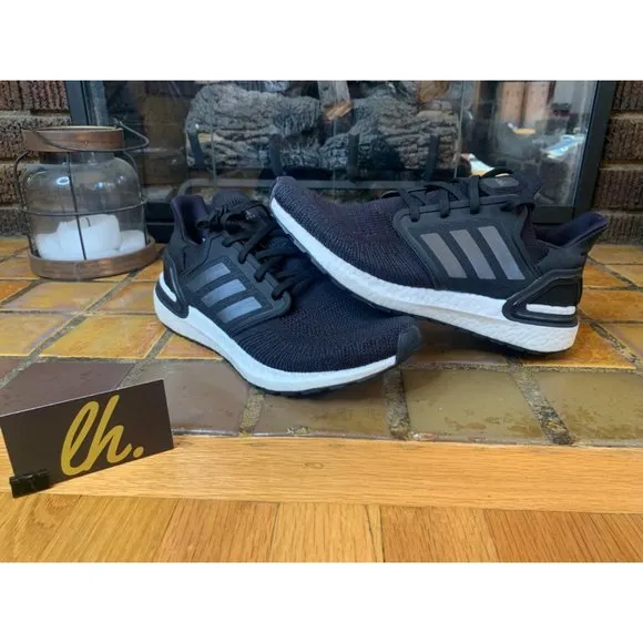 Mens 7.5 Adidas Ultraboost 20 “Black White” Athletic Running Shoes FY3457