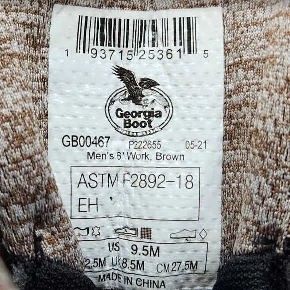 Men's 9.5 Georgia Boot 6&quot; Amp LT edge waterproof moc-toe work boots GB00467