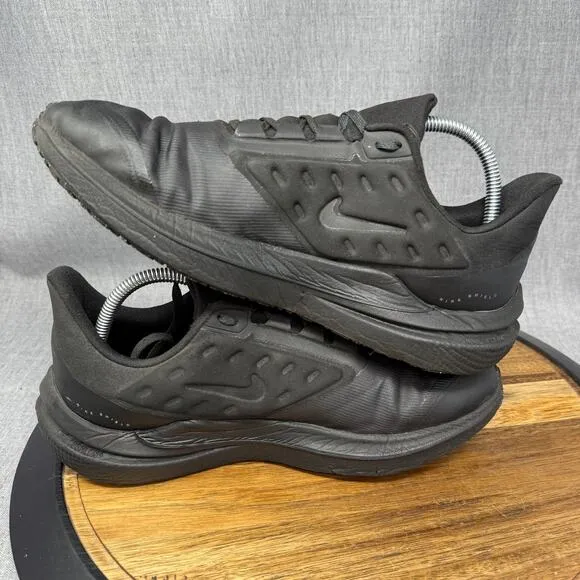 Men's 9.5 - Nike Air Winflo 9 Shield Triple Black Shoes Running Waterproof