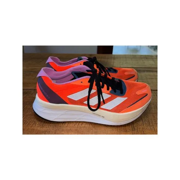 Mens Adidas Adizero Boston 11 Orange Purple Running Casual Training Shoes 9