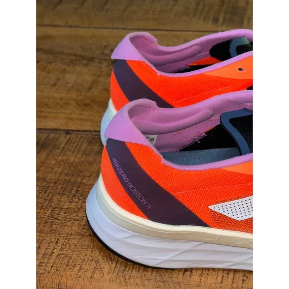 Mens Adidas Adizero Boston 11 Orange Purple Running Casual Training Shoes 9