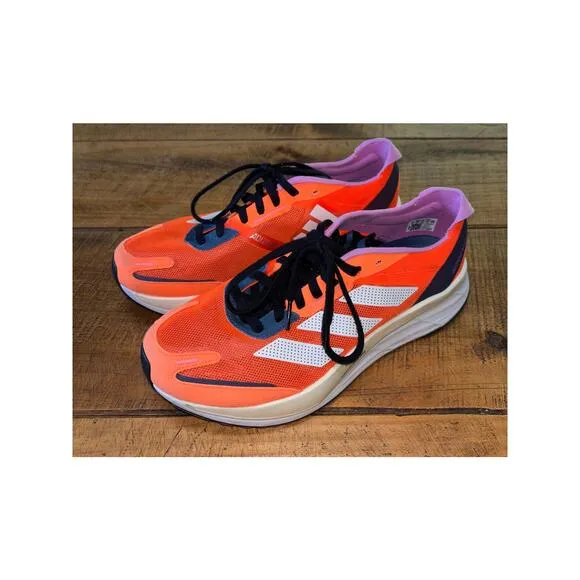 Mens Adidas Adizero Boston 11 Orange Purple Running Casual Training Shoes 9