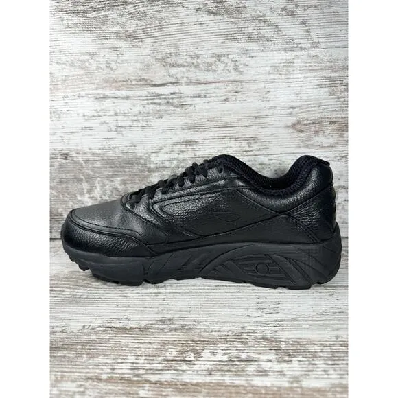 Men's Brooks Addiction Walker Black Leather Walking Shoes Sz 9.5D Athletic Gym