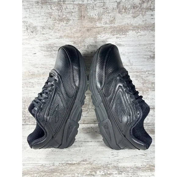 Men's Brooks Addiction Walker Black Leather Walking Shoes Sz 9.5D Athletic Gym