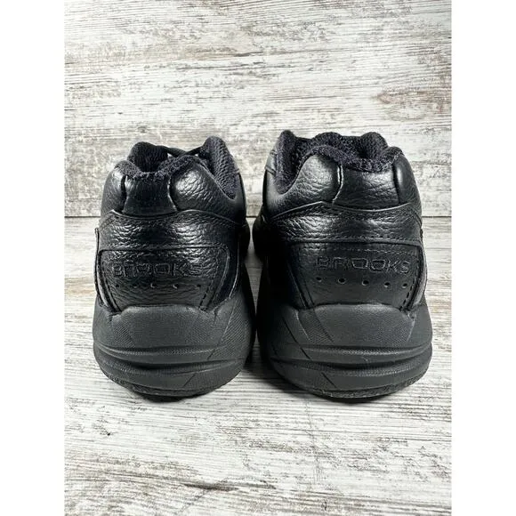 Men's Brooks Addiction Walker Black Leather Walking Shoes Sz 9.5D Athletic Gym