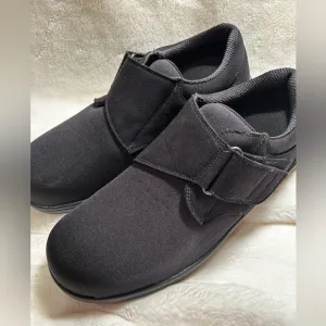 MENS NEW SIZE 12 WIDE BLACK ORTHOFEET BISMARCK CASUAL SHOES W/ARCH BOOSTERS