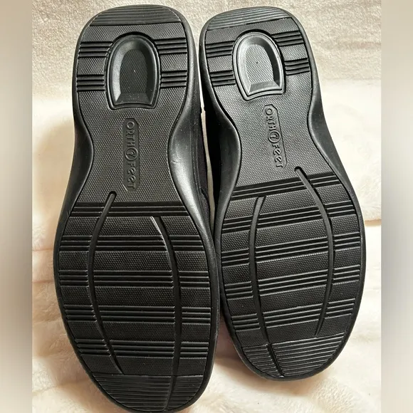 MENS NEW SIZE 12 WIDE BLACK ORTHOFEET BISMARCK CASUAL SHOES W/ARCH BOOSTERS