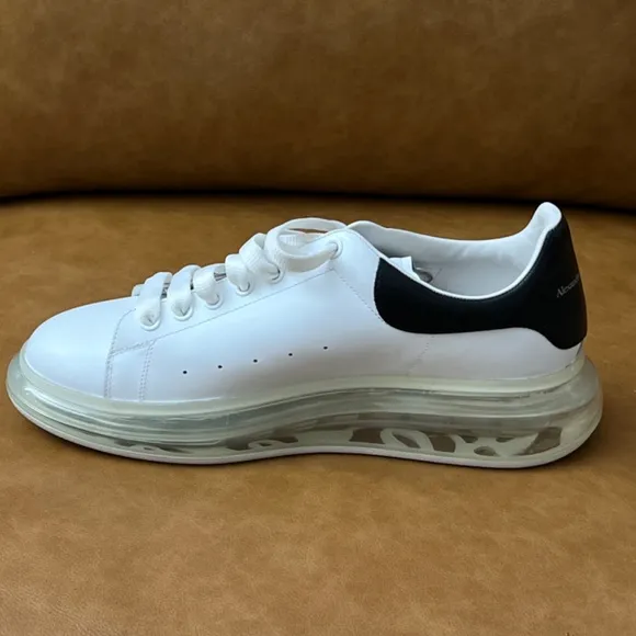 MENS OVERSIZED TRANSPARENT SOLE ALEXANDER MCQUEEN WHITE BLACK SNEAKER EU 45