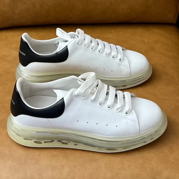 MENS OVERSIZED TRANSPARENT SOLE ALEXANDER MCQUEEN WHITE BLACK SNEAKER EU 45