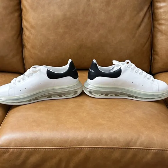 MENS OVERSIZED TRANSPARENT SOLE ALEXANDER MCQUEEN WHITE BLACK SNEAKER EU 45