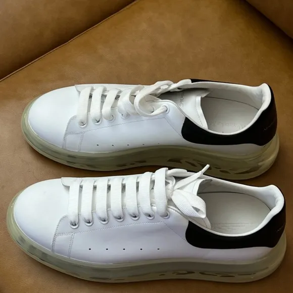 MENS OVERSIZED TRANSPARENT SOLE ALEXANDER MCQUEEN WHITE BLACK SNEAKER EU 45