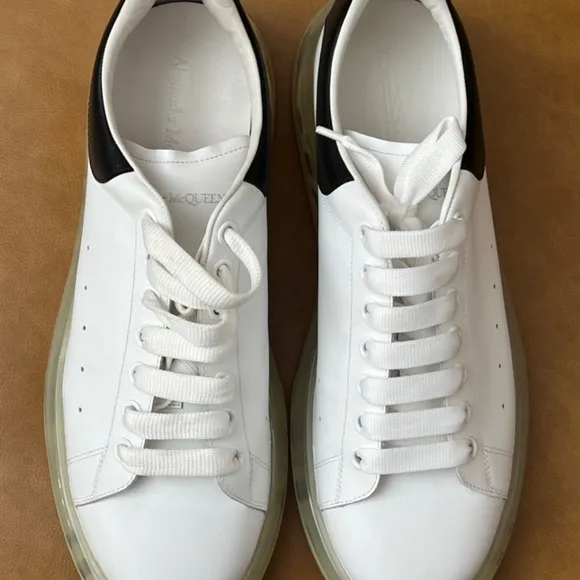 MENS OVERSIZED TRANSPARENT SOLE ALEXANDER MCQUEEN WHITE BLACK SNEAKER EU 45