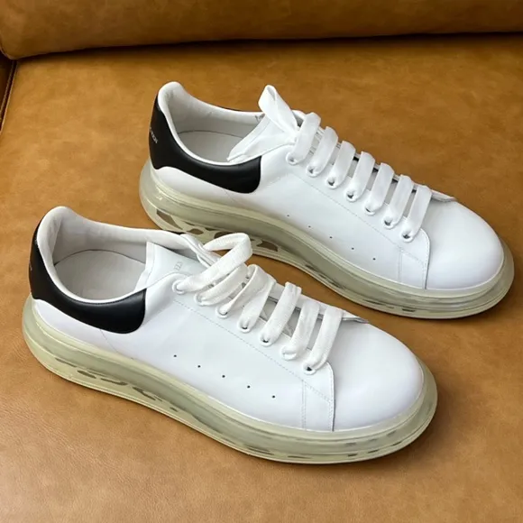 MENS OVERSIZED TRANSPARENT SOLE ALEXANDER MCQUEEN WHITE BLACK SNEAKER EU 45