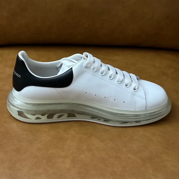 MENS OVERSIZED TRANSPARENT SOLE ALEXANDER MCQUEEN WHITE BLACK SNEAKER EU 45