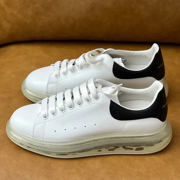 MENS OVERSIZED TRANSPARENT SOLE ALEXANDER MCQUEEN WHITE BLACK SNEAKER EU 45