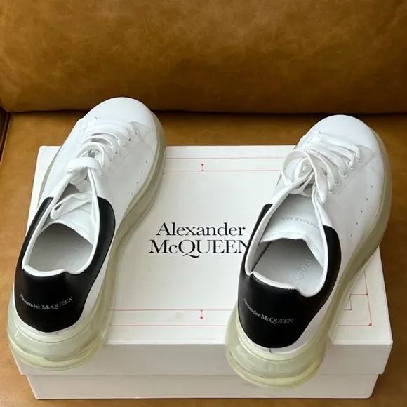 MENS OVERSIZED TRANSPARENT SOLE ALEXANDER MCQUEEN WHITE BLACK SNEAKER EU 45