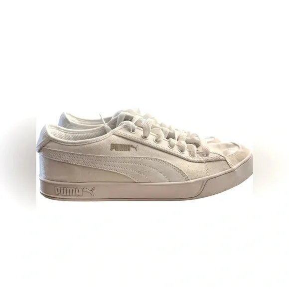 Men’s Puma Smash V2 VULC CV Casual White Canvas Sneakers