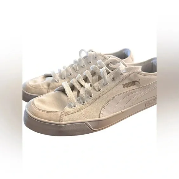 Men’s Puma Smash V2 VULC CV Casual White Canvas Sneakers