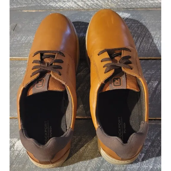 Mens Rockport Bronson Plain Toe Oxford - Tan Leather,‎ Size Men's 12 Wide C19561