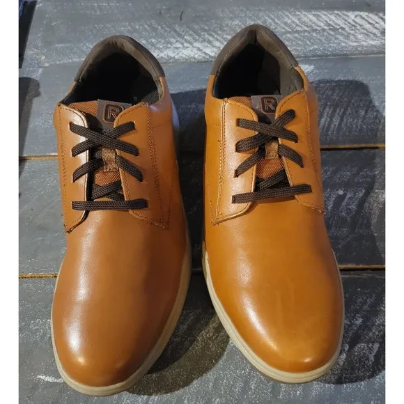 Mens Rockport Bronson Plain Toe Oxford - Tan Leather,‎ Size Men's 12 Wide C19561