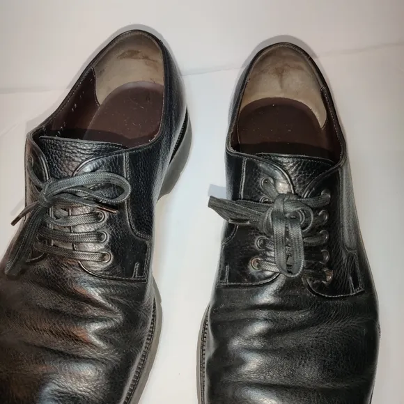 Mens Salvatore Ferragamo Black Leather Lace Up Casual Oxford Shoes  11D