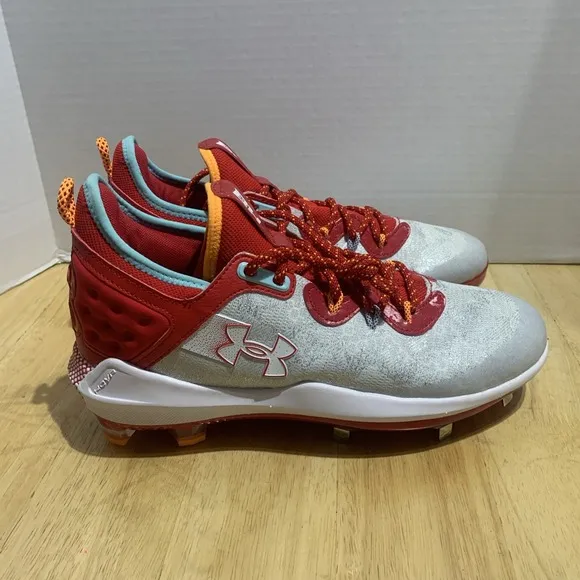 Men's Size 10 Bryce Harper Under Armour Low ST Baseball Cleats UA 8 White/Red